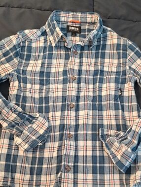 Bass Outdoor Boys' Blue Plaid Button-Down Shirt